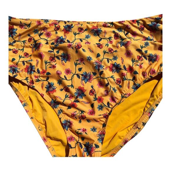 ModCloth NIP Sara Retro Charm Yellow Print High-Waisted Bikini Bottom Size XL - Picture 5 of 14